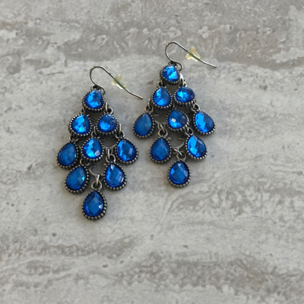 Dangling blue earrings